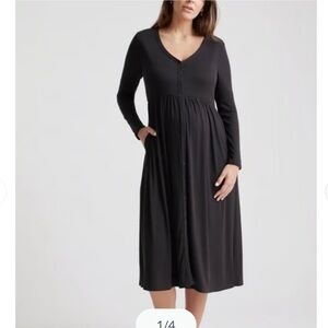 Quince Classic Black Long Sleeve Dress